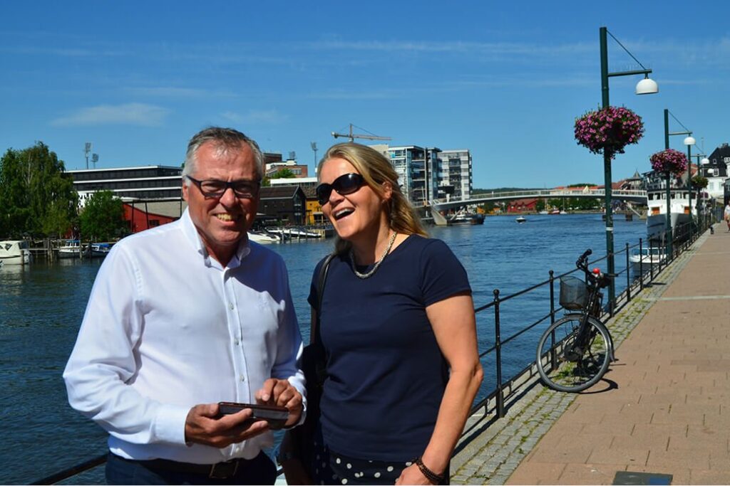 Leder for Fredrikstad Næringsforening i samtale med leder i Klimapartnere Viken, Stine Nygaard
